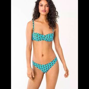 NWT DVF X ONIA Mila Balconette Bra &Kate Bottom Bikini  Size XL Scuba Blue $205
